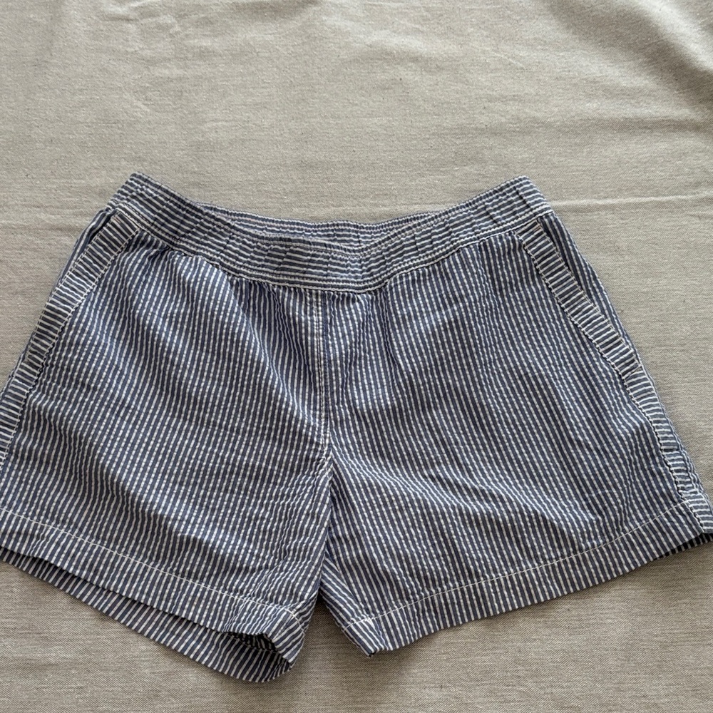 Seersucker Striped Blue and White Women's Shorts